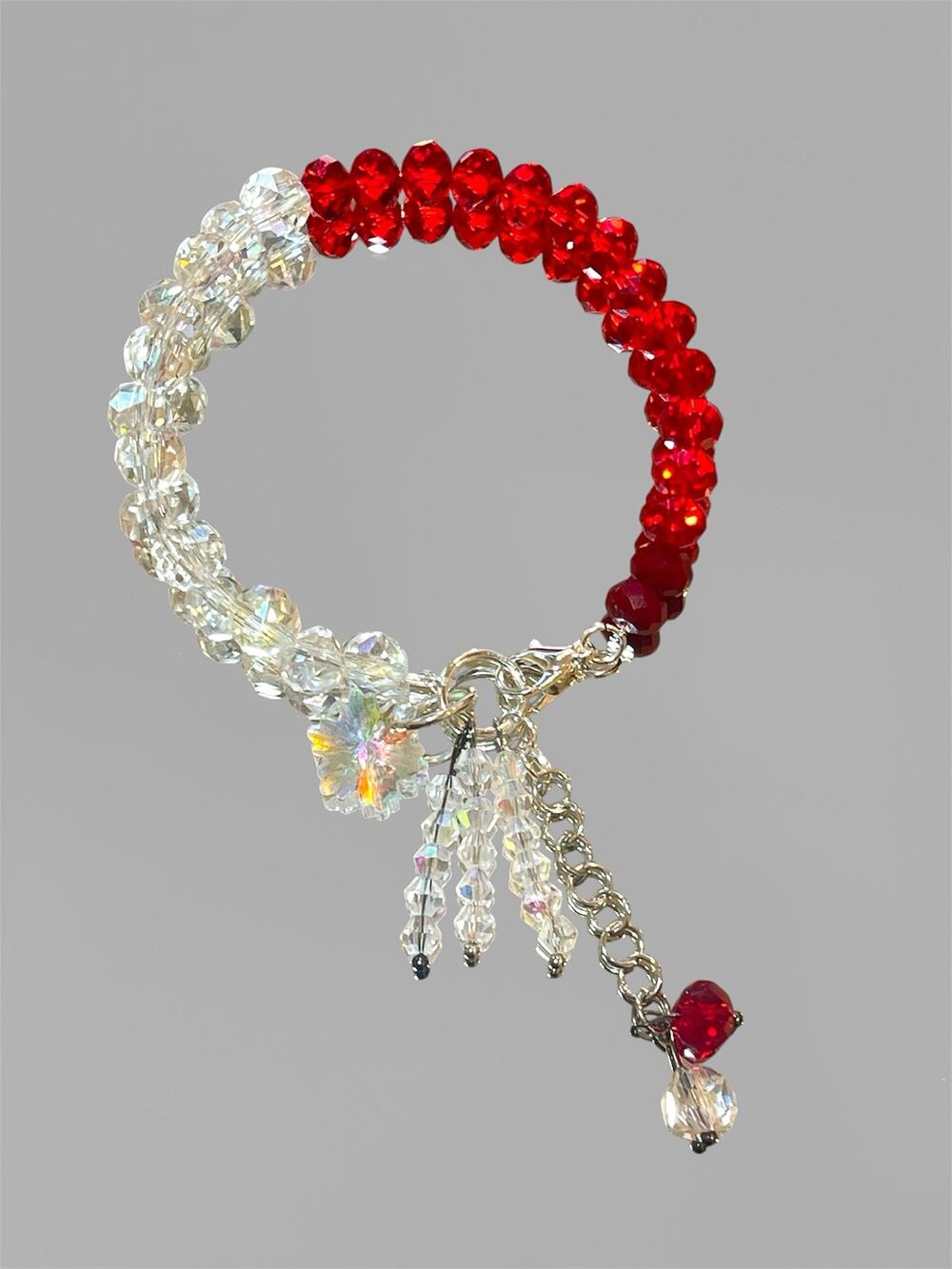 Red Swarovski Beaded Charm Bracelet